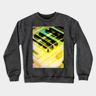 Overlapping Abstract Mirroring Piano Keys with Green and Yellow Crewneck Sweatshirt